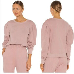 A.L.C. Rayna Puff Sleeve Sweatshirt Blush Pink Balloon Sleeve Crewneck Size M